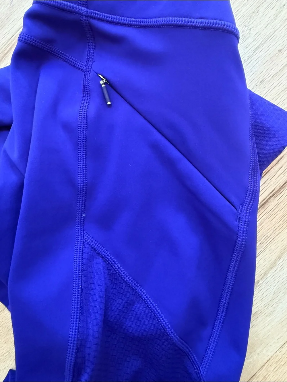 Electric Blue Athletic Capri Leggings W Mesh Panels